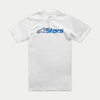 Alpinestars Blaze 2.0 CSF Tee, T-shirt met korte mouwen, wit, marineblauw Astars-logo, casual motorsport streetwear