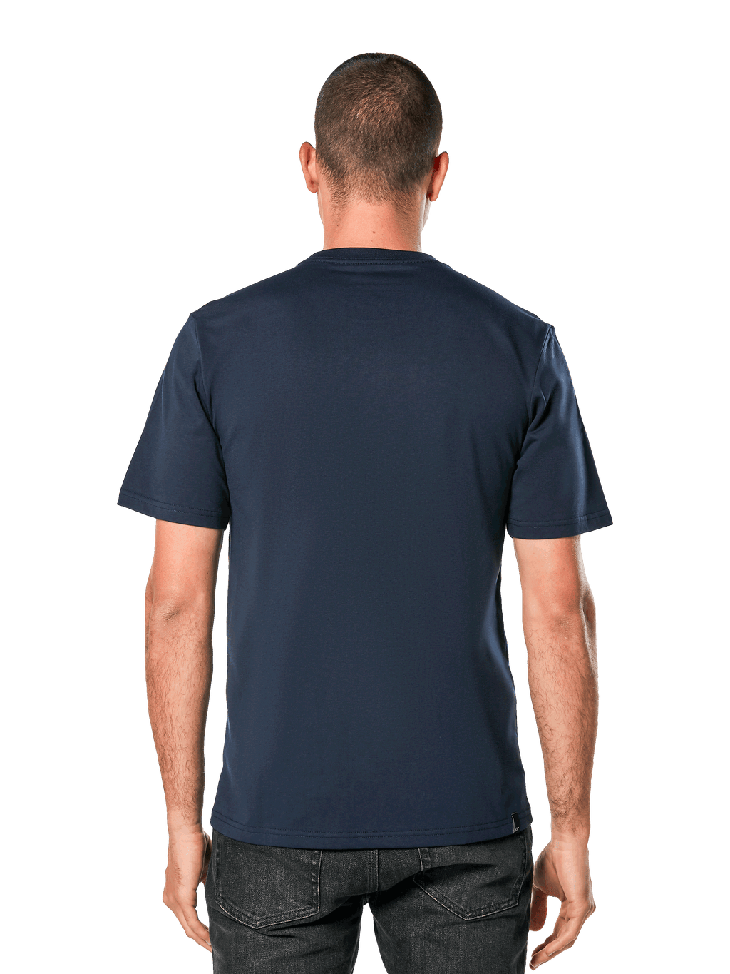 Alpinestars Blaze 2.0 CSF Tee, t-shirt met korte mouwen, navy, achteraanzicht op model, casual op motorsport geïnspireerde streetwear