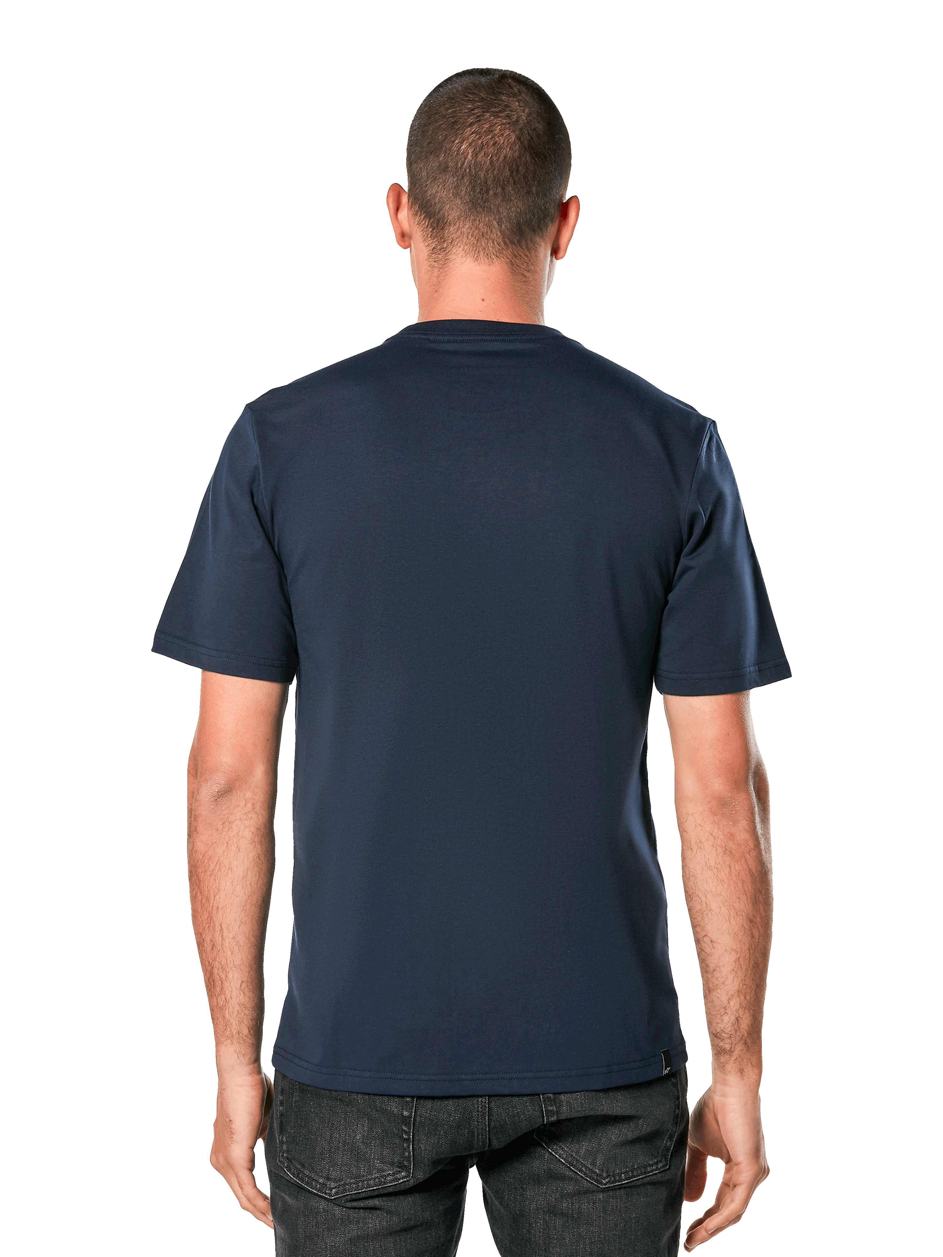 Alpinestars Blaze 2.0 CSF Tee, t-shirt met korte mouwen, navy, achteraanzicht op model, casual op motorsport geïnspireerde streetwear