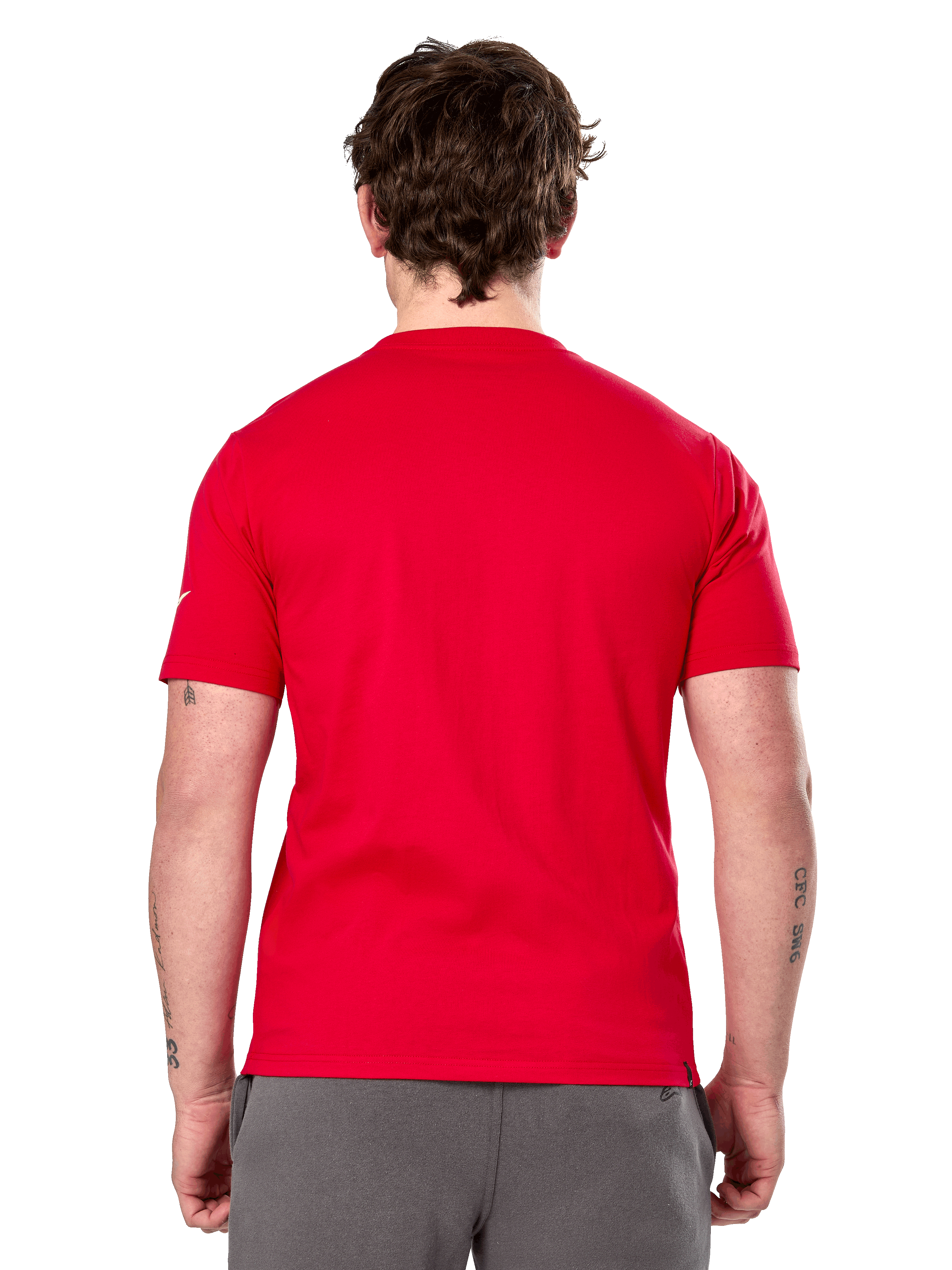 Alpinestars Linear Wordmark 2.0 CSF Tee, T-shirt met korte mouwen, rood, achteraanzicht, effen rood met klein wit logo op de mouw, casual design geïnspireerd op de motorsport