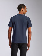 Alpinestars Ride 4.0 CSF Tee, T-shirt met korte mouwen, marineblauw, achteraanzicht op een model, casual motorsport streetwear