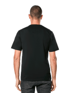 Alpinestars MX Helmet CSF Tee, T-shirt met korte mouwen, zwart, achteraanzicht op model, casual motorsport streetwear