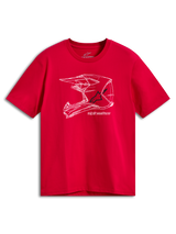 Alpinestars CSF Tee, T-shirt met korte mouwen, rood, witte grafische MX-helm print op de voorzijde, casual motorsport streetwear