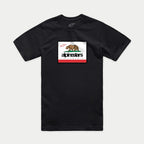 Alpinestars Cali 2.0 CSF Tee, T-shirt met korte mouwen, zwart, op Californië geïnspireerde graphic met een grizzlybeer en Alpinestars-logo, casual motorsportkleding