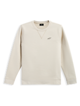 Alpinestars Positive Crew, crewneck sweatshirt, Off White, klein zwart Alpinestars-logo op de borst, geribbelde kraag met V-stiksel detail, geribbelde manchetten en zoom, casual op motorsport geïnspireerde streetwear