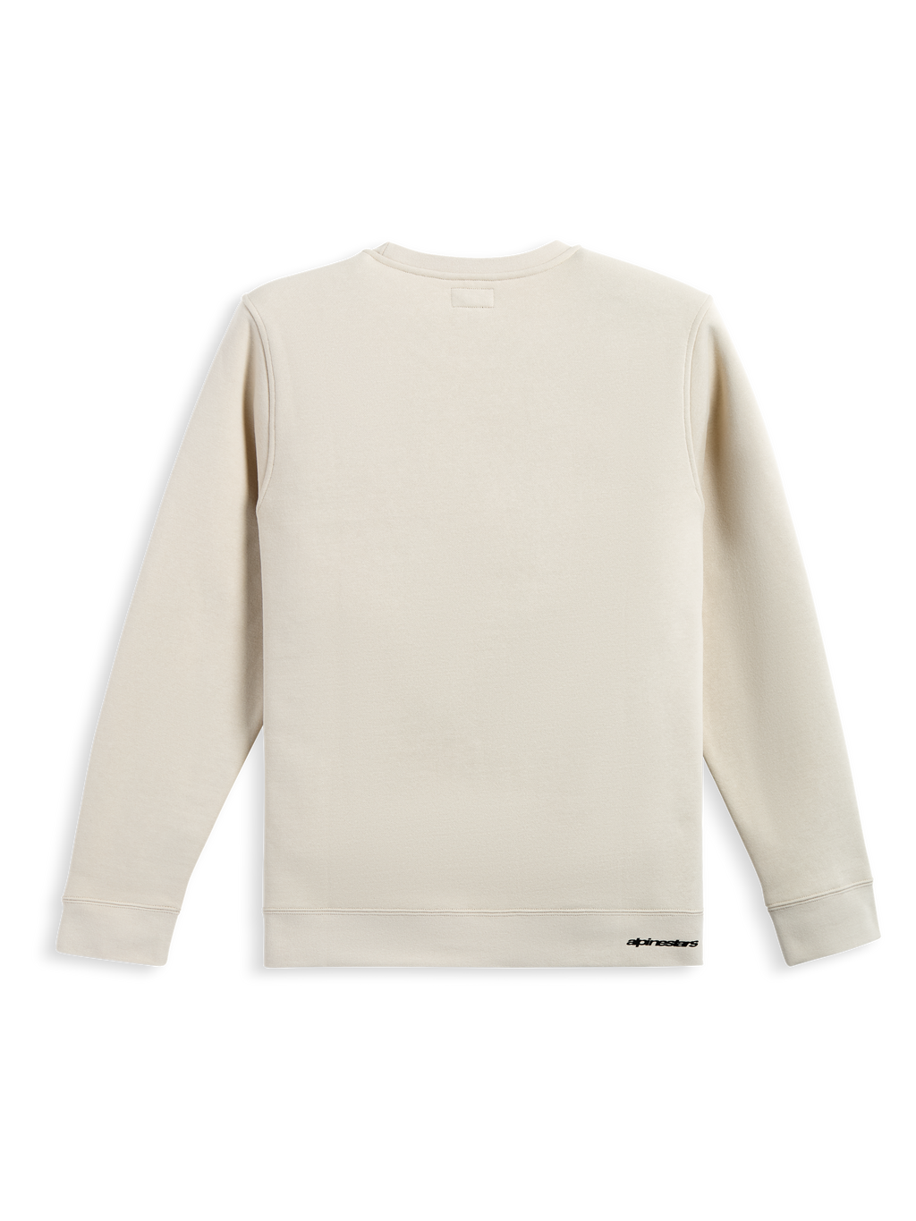 Alpinestars Positive Crew, off-white trui met lange mouwen, achteraanzicht, subtiel branding, casual sportswear.