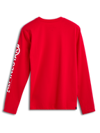 Alpinestars Committed CSF Tee, longsleeve T-shirt, rood, achteraanzicht, verticaal wit Alpinestars-logo op de mouw, casual motorsport-geïnspireerde kleding