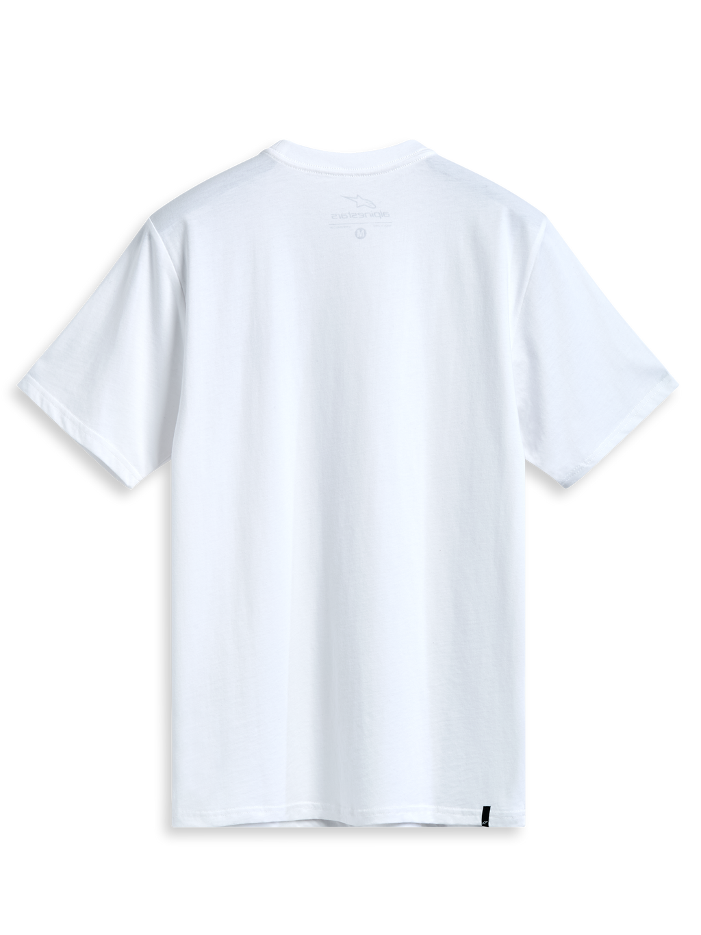 Alpinestars Geografica Csf Tee, T-shirt met korte mouwen, wit, achteraanzicht, strak ontwerp met klein zwart geweven label op de zoom, casual motorsport streetwear