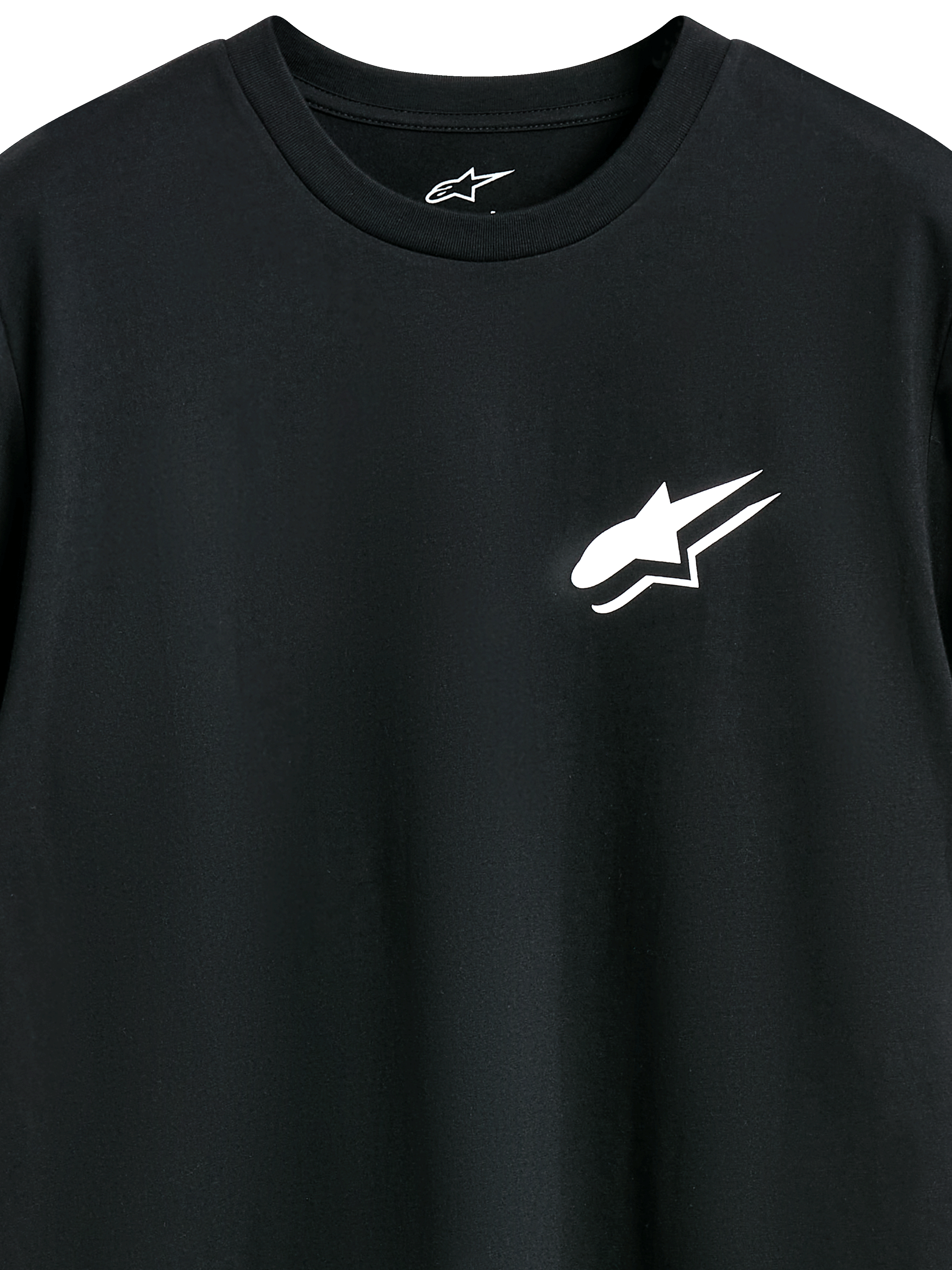 Alpinestars Formulate CSF Tee, t-shirt met korte mouwen, zwart, wit Astars-logo op de borst, casual motorsport streetwear