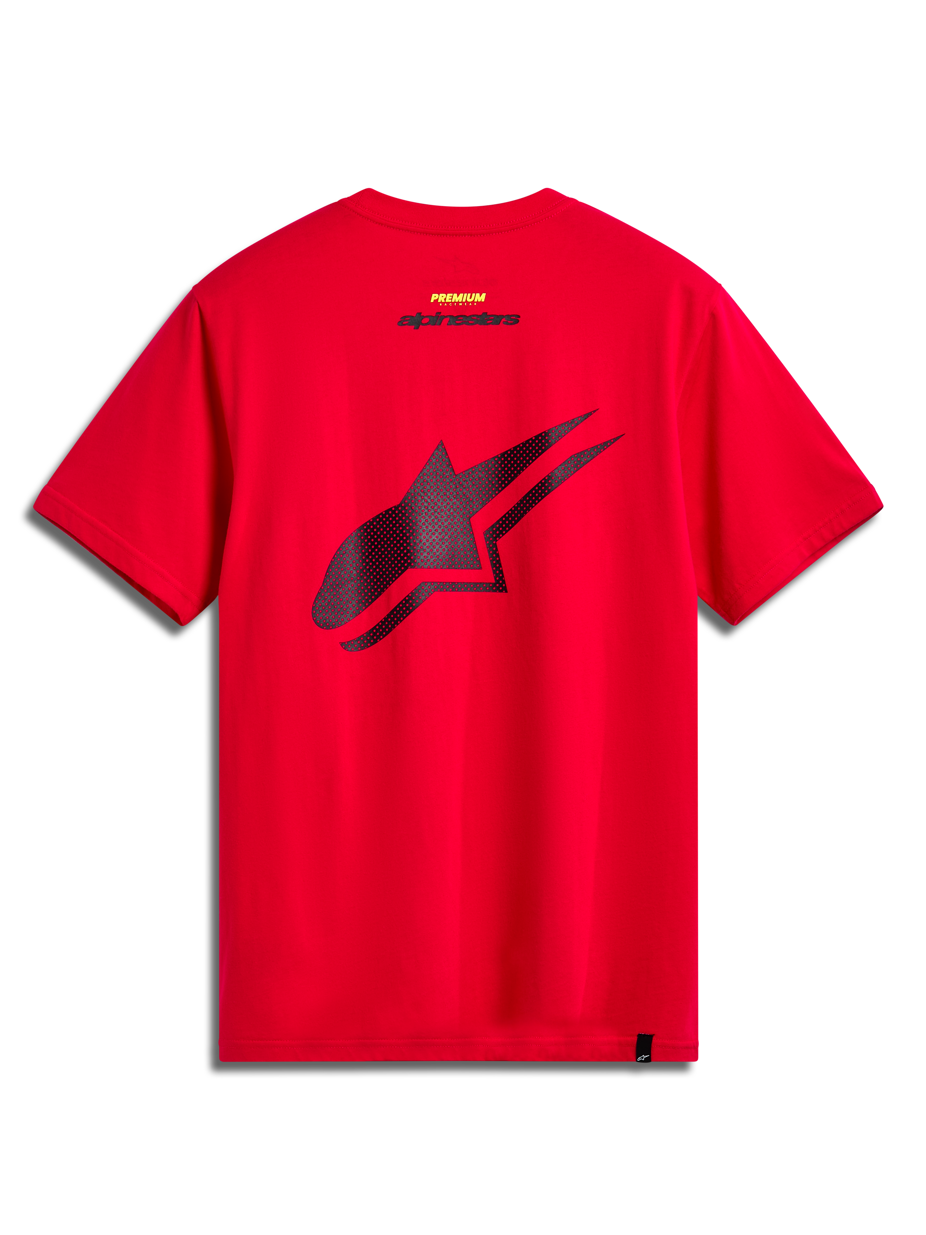 Alpinestars Formulate CSF T-shirt, T-shirt met korte mouwen, rood, achteraanzicht met groot zwart geperforeerd Astars-logo, casual sportkleding motorsportstijl