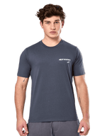 Alpinestars No Barrier CSF T-shirt, T-shirt met korte mouwen, donkergrijs, wit Alpinestars-logo met een blauwgroene ster op de borst, casual motorsport streetwear