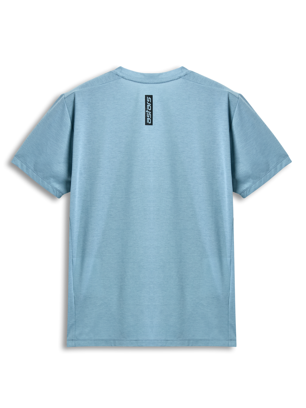 Alpinestars Point Performance Tee, T-shirt met korte mouwen, Ice Blue, achteraanzicht met verticale zwarte astars-woordprint, casual performance sportkleding