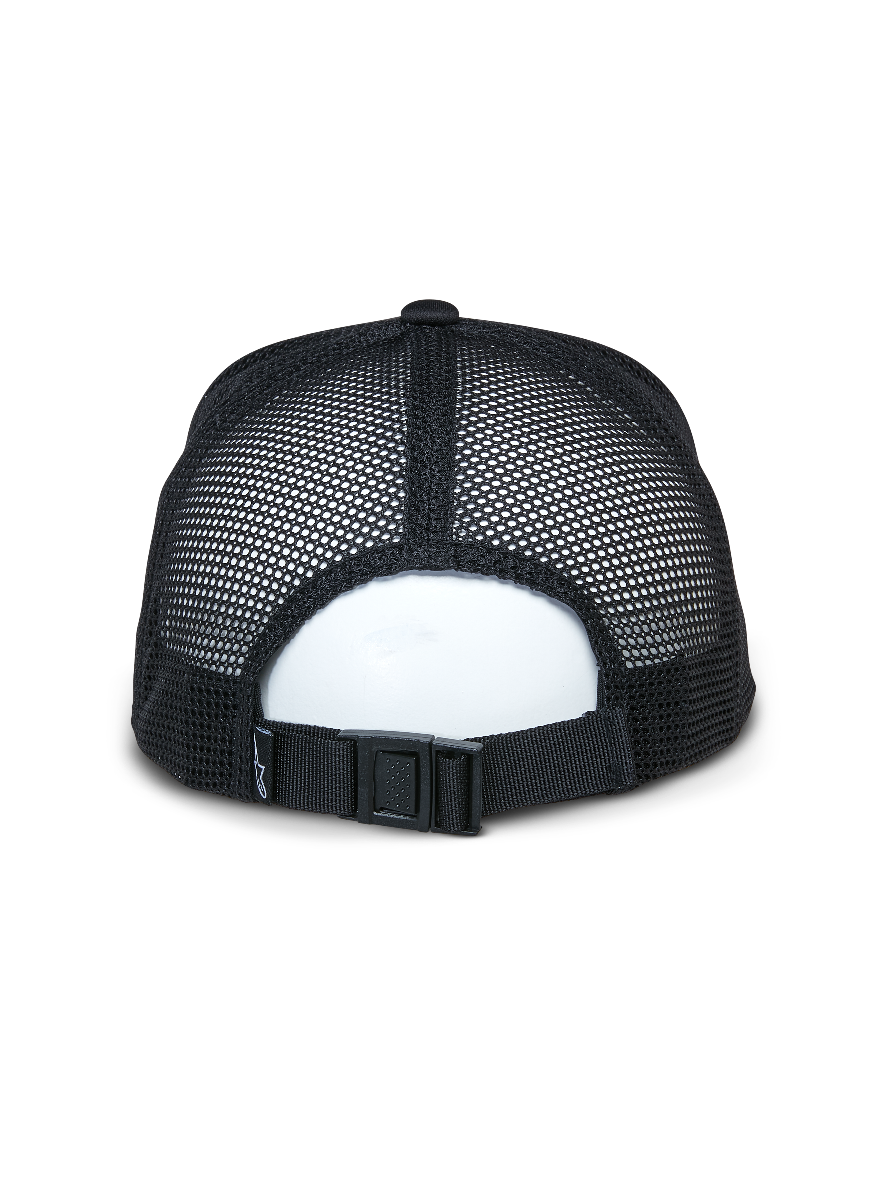 Alpinestars Alter Trucker pet, zwart, achteraanzicht met ademende gerecyclede mesh-panelen en verstelbare gespsluiting, casual sportswear-accessoire