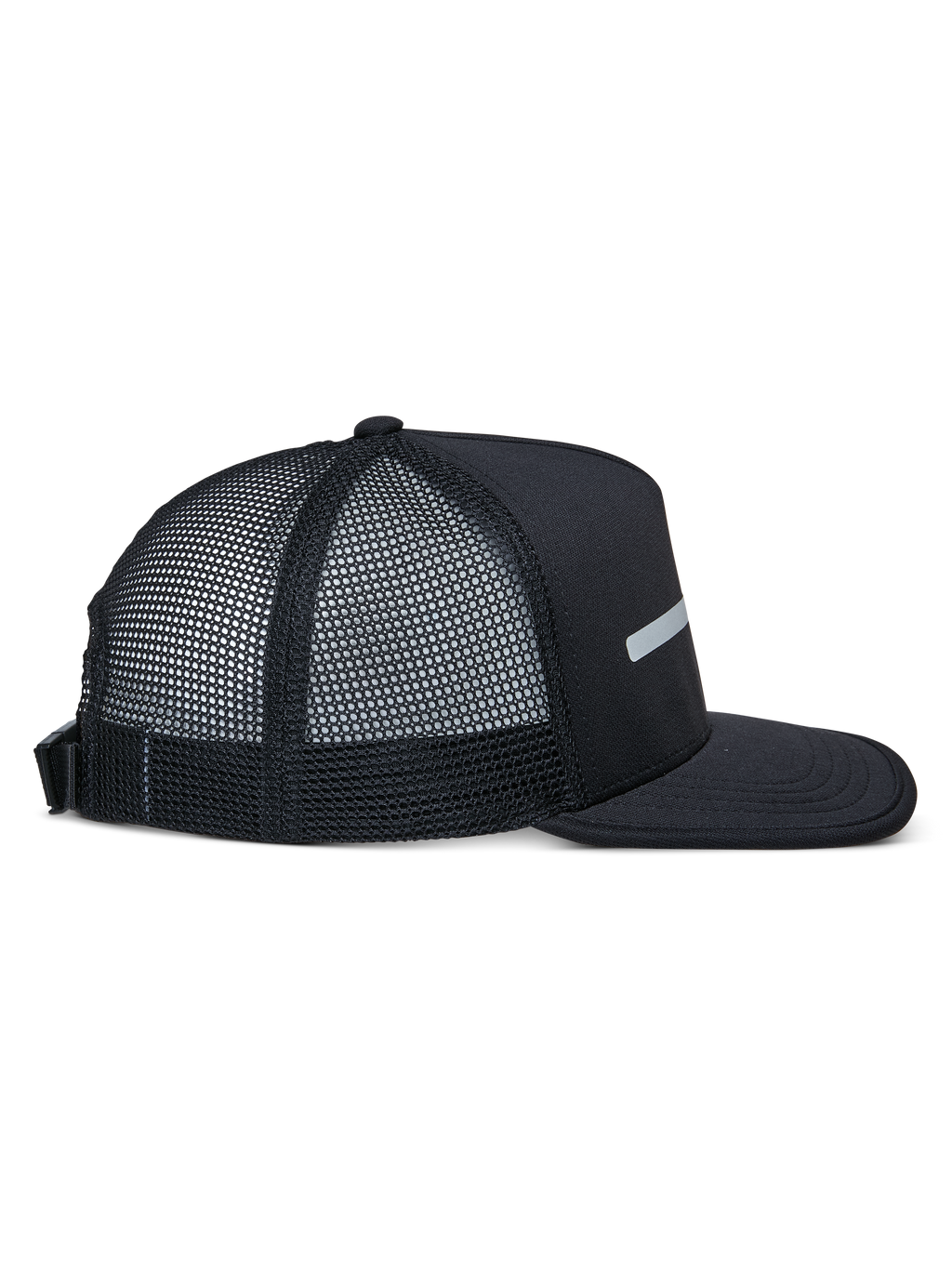 Alpinestars Alter Trucker pet, zwart, zijaanzicht, gestructureerde kroon en platte klep, achterkant van gerecycled polyester mesh, verstelbare gespsluiting, casual sportkleding