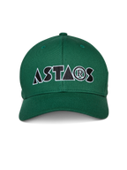 Alpinestars Cereal Hat, Green, Curved Bill Baseball Cap, Front stylized "ASTARS" logo embroidery in black and white, Casual Sportswear