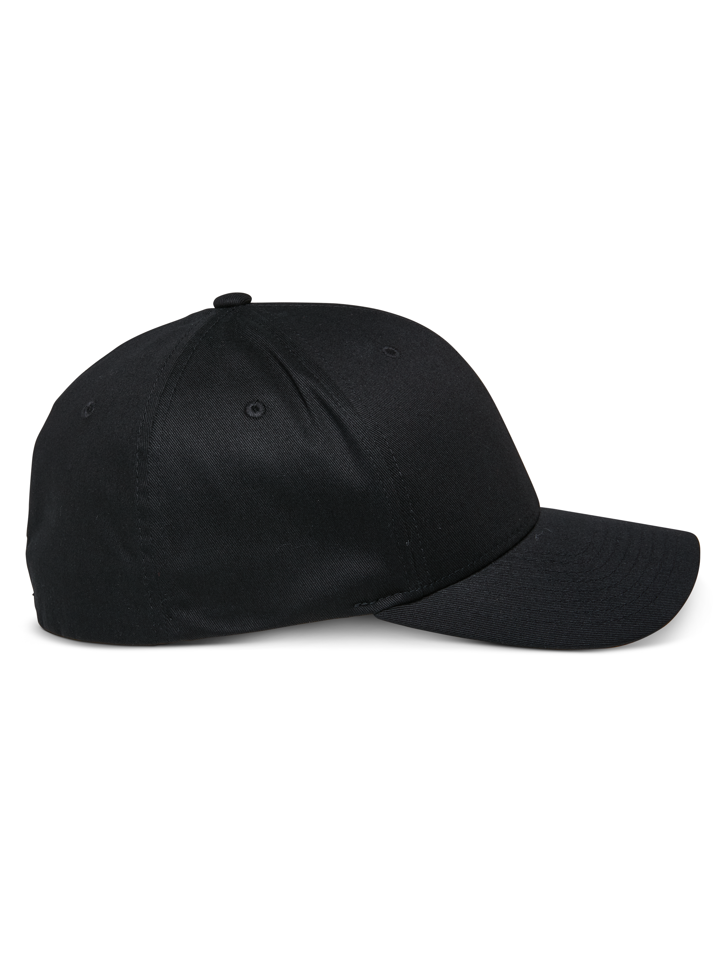 Alpinestars Share pet, zwarte baseballcap met gebogen klep, zijaanzicht, gestructureerde kroon, casual sportkleding geïnspireerd op de motorsport