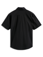 Alpinestars Strive Woven Shirt, Short Sleeve Button-Up Shirt, Black, Back View, featuring structured back yoke, casual motorsport-inspired streetwear