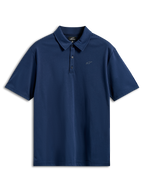 Alpinestars Impetus Sport Polo, poloshirt met korte mouwen, marineblauw, mock mesh-stof met een drieknoopssluiting en een klein grijs Astars-logo op de borst, casual motorsportkleding