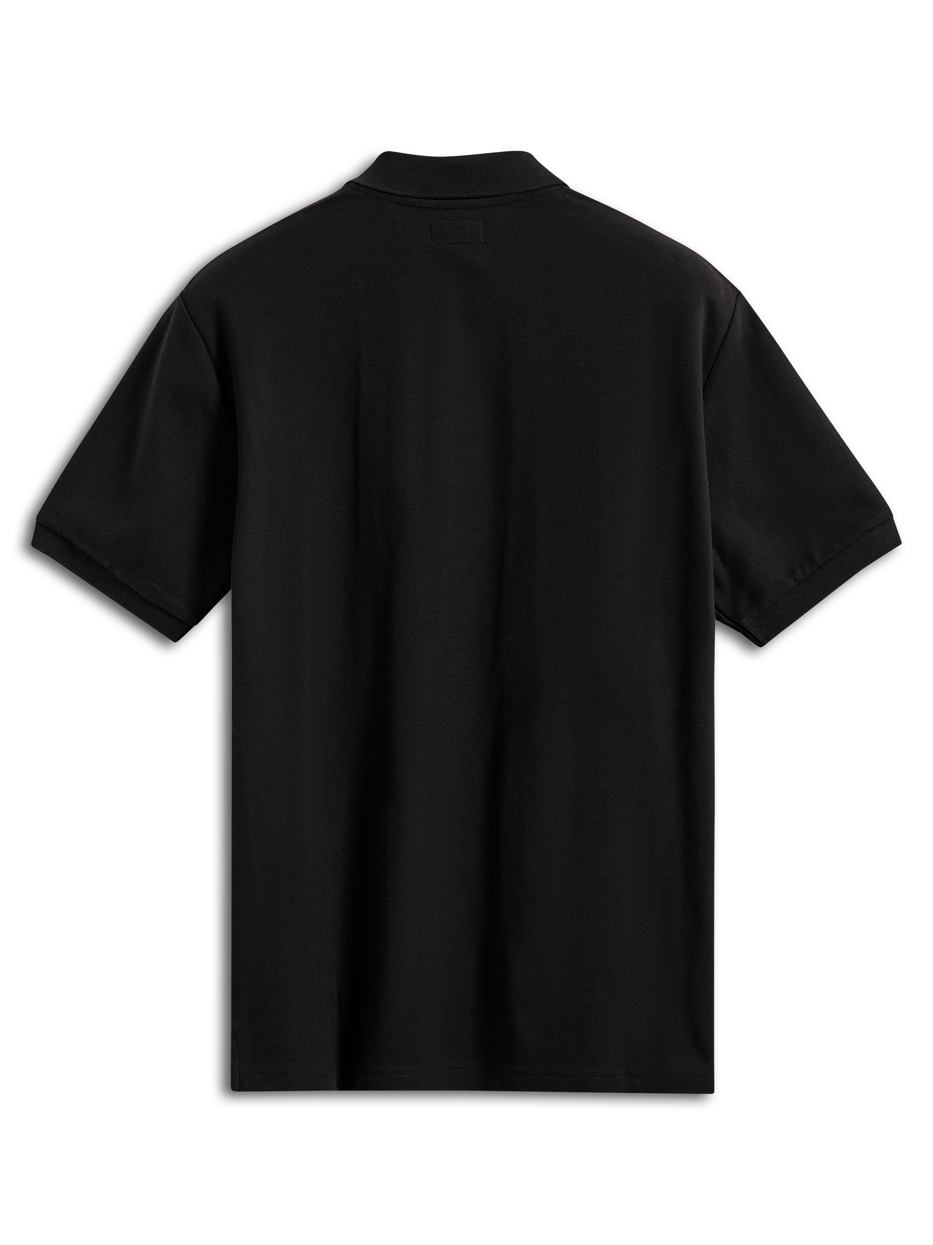Alpinestars Endeavor Classic Polo, Short Sleeve Polo Shirt, Black, back view, classic pique knit fabric with ribbed collar and sleeve cuffs, casual motorsport sportswear