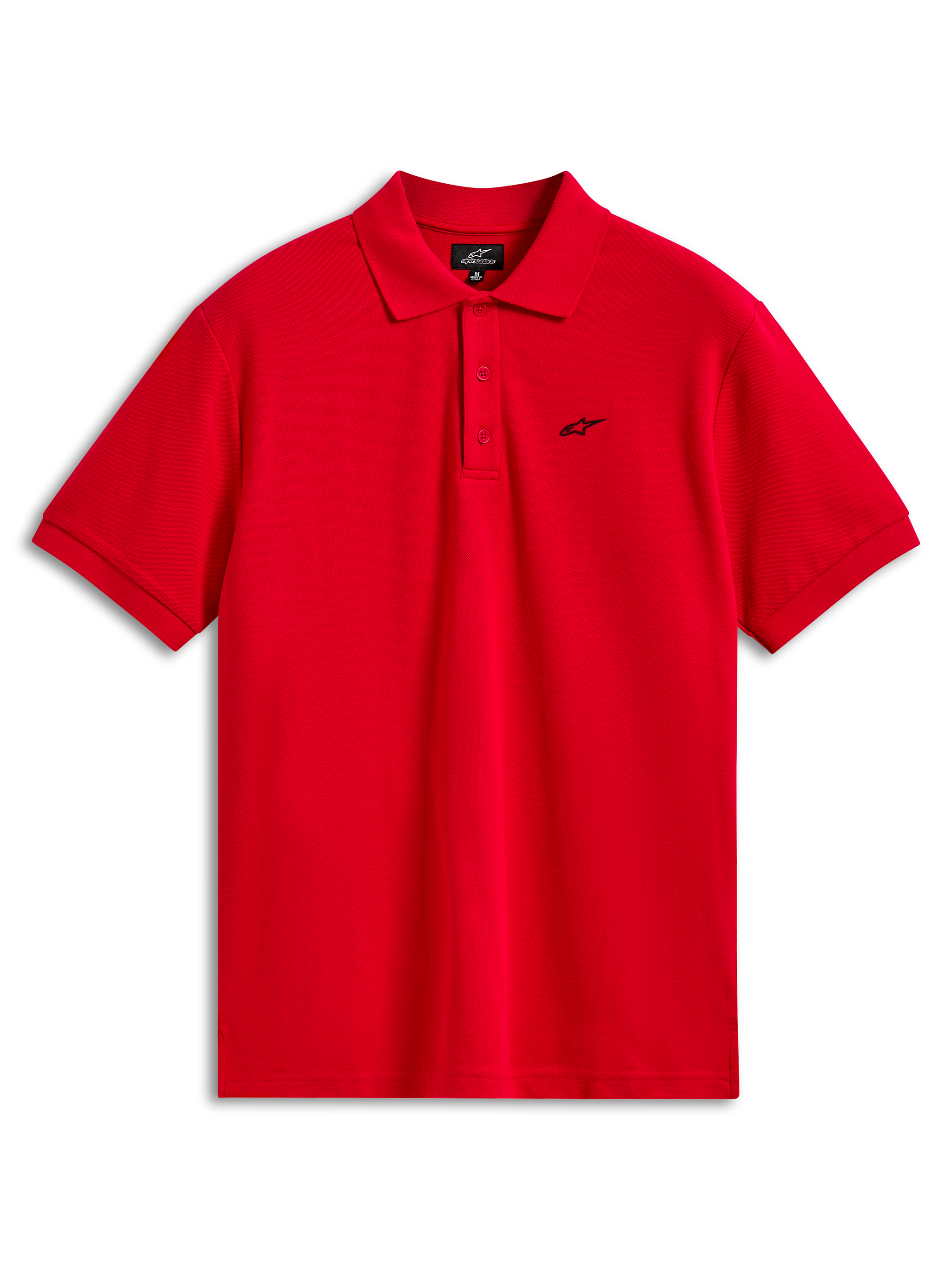 Alpinestars Endeavor Classic Polo, piqué poloshirt met korte mouwen, rood, klein zwart Astars-logo op de borst, sluiting met drie knopen, casual sportkleding