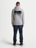 Alpinestars Obsessed Hoodie, heren-pullover hoodie, grijs en zwart, achteraanzicht met grote MX-geïnspireerde verloopgraphic, casual motorsport-lifestylekleding met capuchon en ribboorden.
