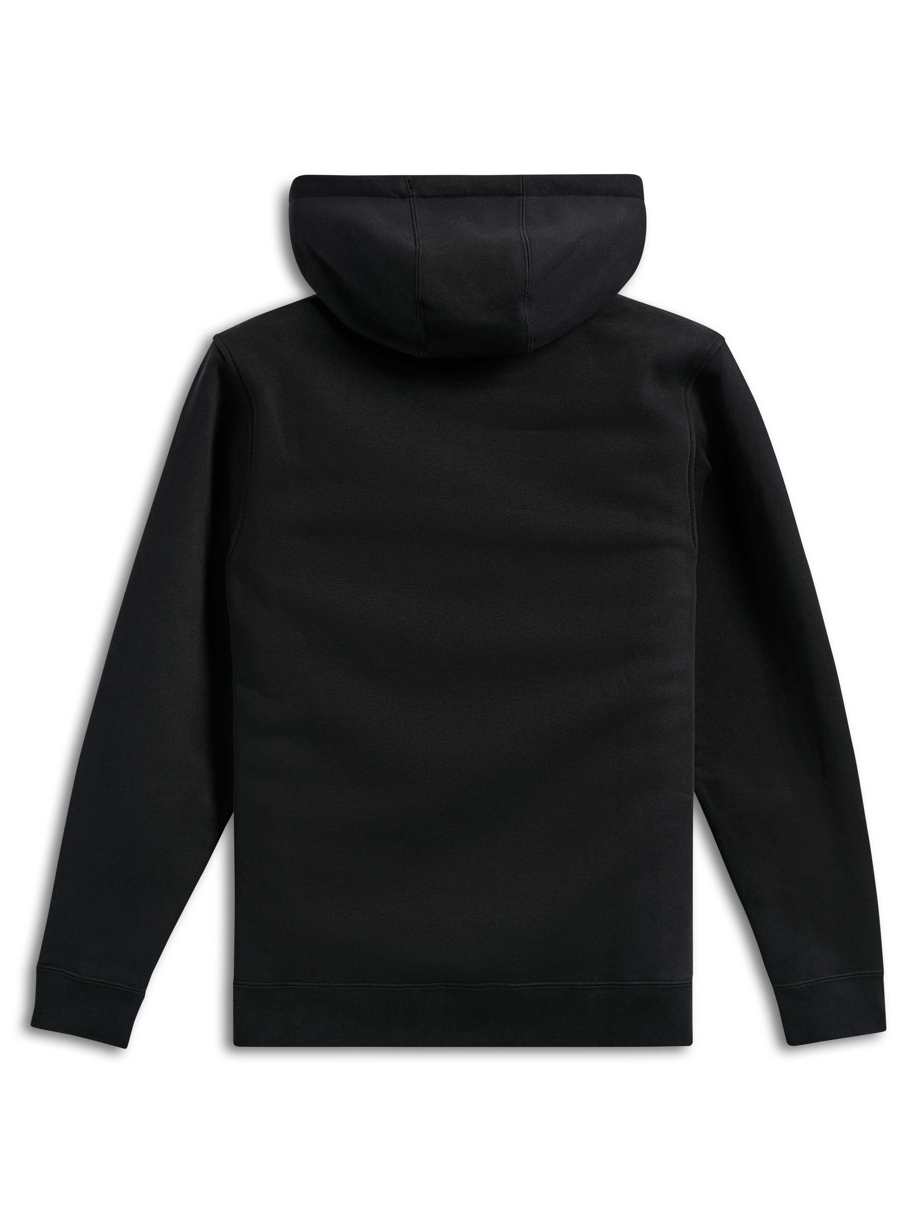 Alpinestars Ellipsoid Hoodie, zwart, achteraanzicht, effen pullover fleece, casual streetwear, sweatshirt met capuchon met geribde manchetten en zoom