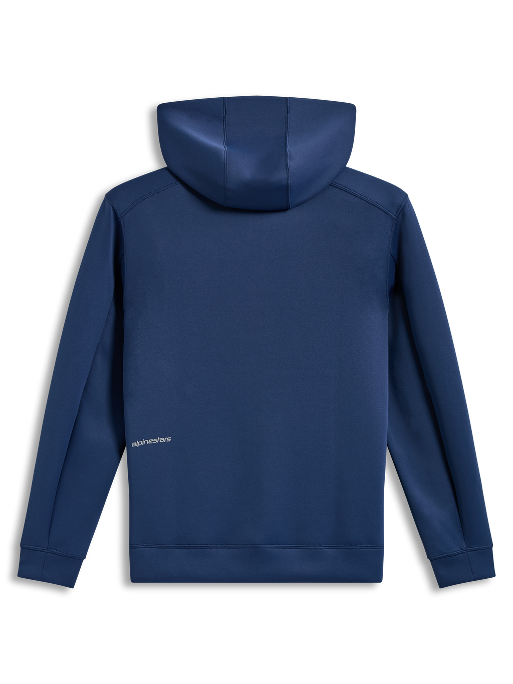 Alpinestars Cypher hoodie, sportkleding, staalblauw, tri-blend fleece, achteraanzicht met woordlogo op de rug.