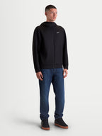 Alpinestars Cypher hoodie, heren-sportswear hoodie met rits in het zwart, hoge hals en mesh-gevoerde capuchon, klein wit logo op de borst, casual fleece voor dagelijks gebruik.