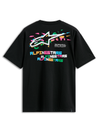 Alpinestars Wild Oversized CSF Tee, Short Sleeve T-Shirt, Black, back view featuring vibrant multi-color Astars logo and stacked block Alpinestars lettering, casual streetwear