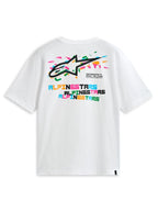 Alpinestars Wild Oversized CSF T-shirt met korte mouwen, wit, achterkant met levendig meerkleurig logo en tekstprint, casual sportswear.