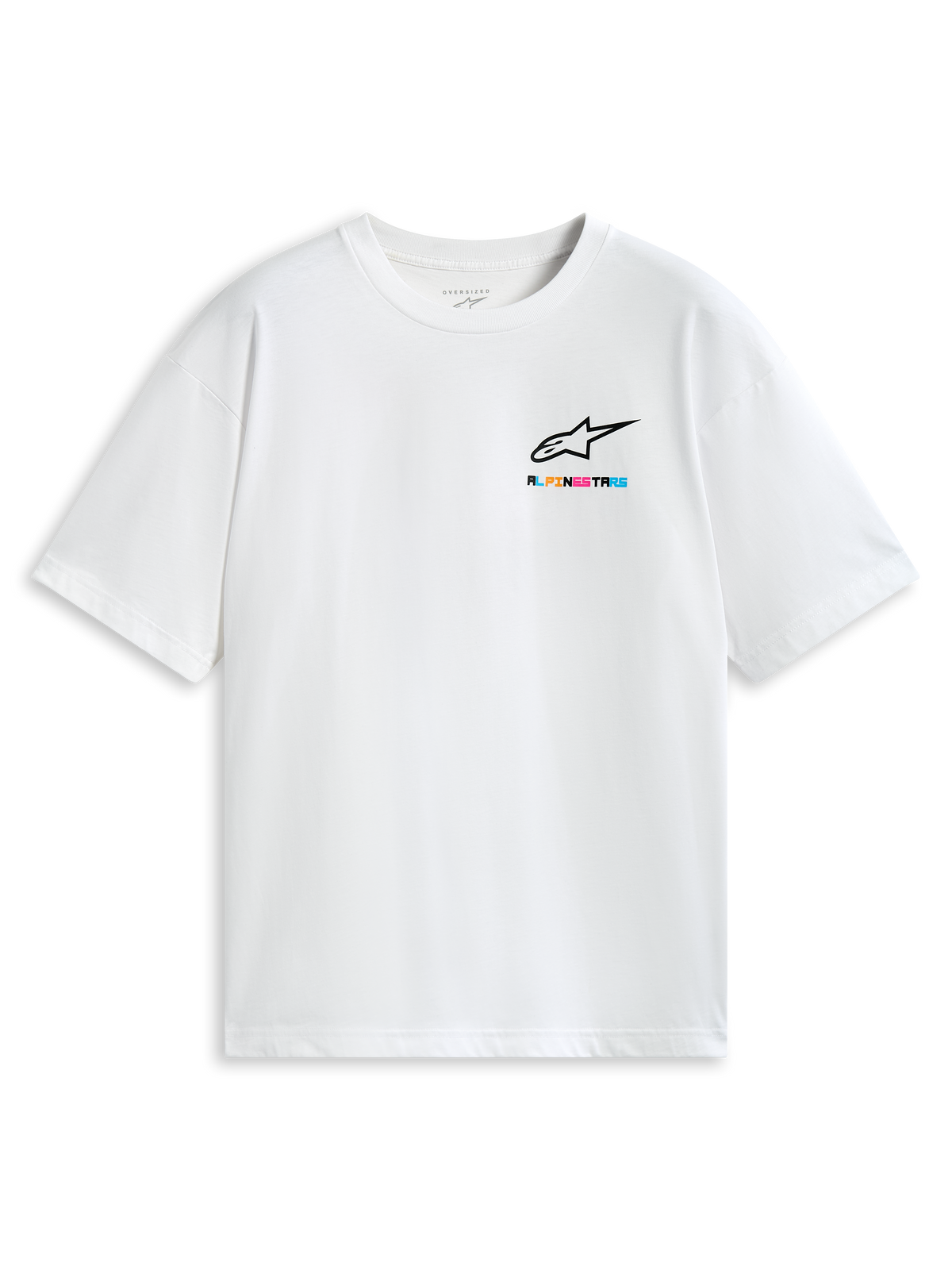 Alpinestars Wild Oversized CSF T-shirt met korte mouwen, wit, levendig meerkleurig borstlogo, relaxed oversized model, casual sportswear