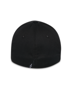Alpinestars Surpass Hat, Black, rear view of curved bill hat with structured crown, flex back design, small white Astars logo on the back label, casual motorsport headwear