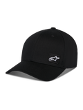 Alpinestars Pivot Hat, Black Sportswear Hat, featuring a curved bill and structured crown, small white Astars logo patch on the side, casual motorsport-inspired design