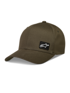 Alpinestars Pivot Hoed, groene sportswear pet van keperstof met een gebogen klep, gestructureerde kroon en een geborduurde Astars logopatch