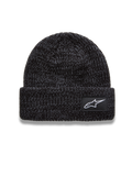 Alpinestars Unload Rib Cuff muts, grijs gemêleerde gebreide muts met wit Astar-logopatch, sportswearstijl.