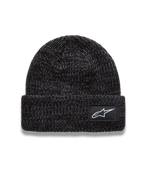 Alpinestars Unload Rib Cuff muts, grijs gemêleerde gebreide muts met wit Astar-logopatch, sportswearstijl.