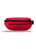 Alpinestars Only Linear Hip Bag, Small Waist Pack, Red, features black Alpinestars text and star logo, vertical zipper closure, durable 600D polyester, urban streetwear style