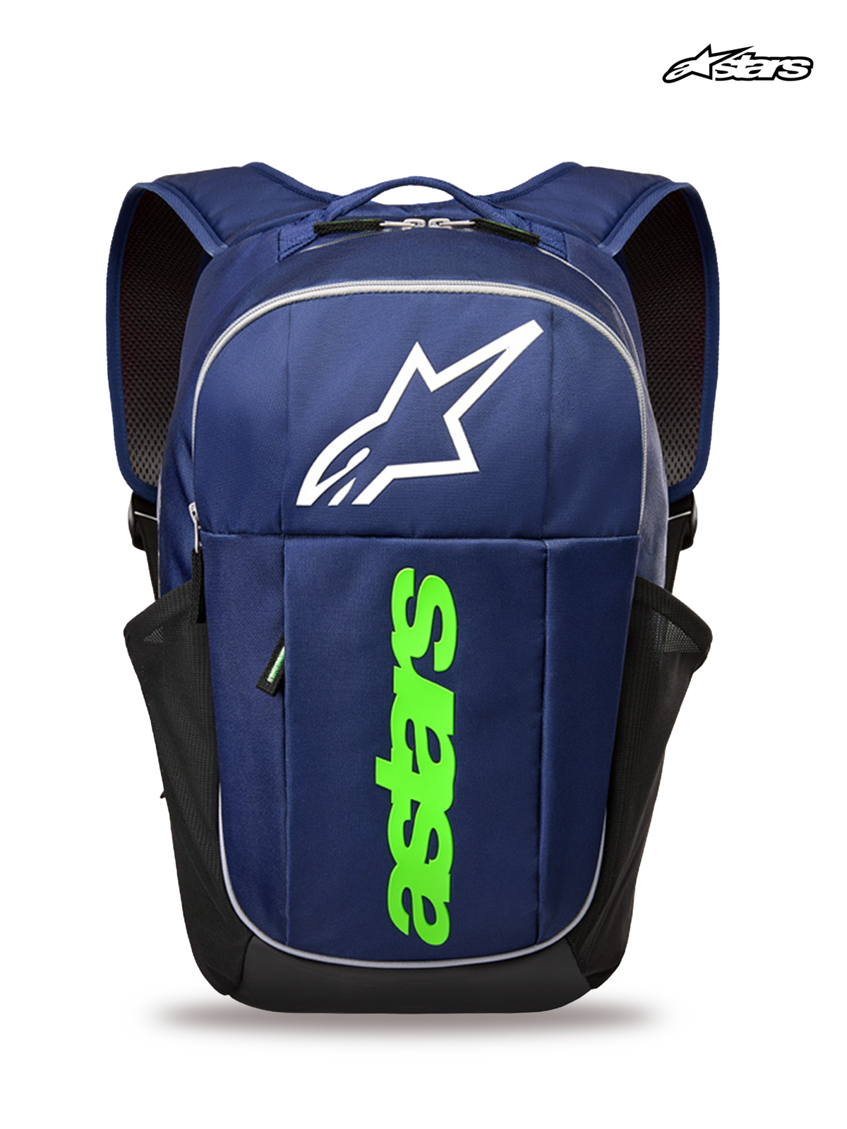 Alpinestars GFX Boss rugzak, sportswear rugzak in marineblauw en groen, met 600D polyester constructie, 20L inhoud en opvallende astars combo grafische branding