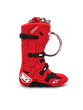 Alpinestars Tech 10 Boot Keyfob, motocross keychain, red and black, 3D miniature replica with metal snap ring