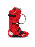 Alpinestars Tech 10 Boot Keyfob, motocross keychain, red and black, 3D miniature replica with metal snap ring