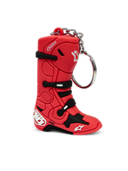 Alpinestars Tech 10 Boot Keyfob, motocross boot keychain, red and black, 3D miniature synthetic design with metal ring