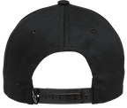 Alpinestars Rostrum pet, achteraanzicht, zwart, verstelbare snapback-sluiting met klein wit sterlogo, motorsport-geïnspireerd hoofddeksel van twill stof