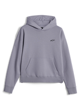 Alpinestars Essentials Ageless Hoodie, casual streetwear, Silver stone-washed fleece, small black Astars logo on the chest, front kangaroo pocket, pullover design with hood