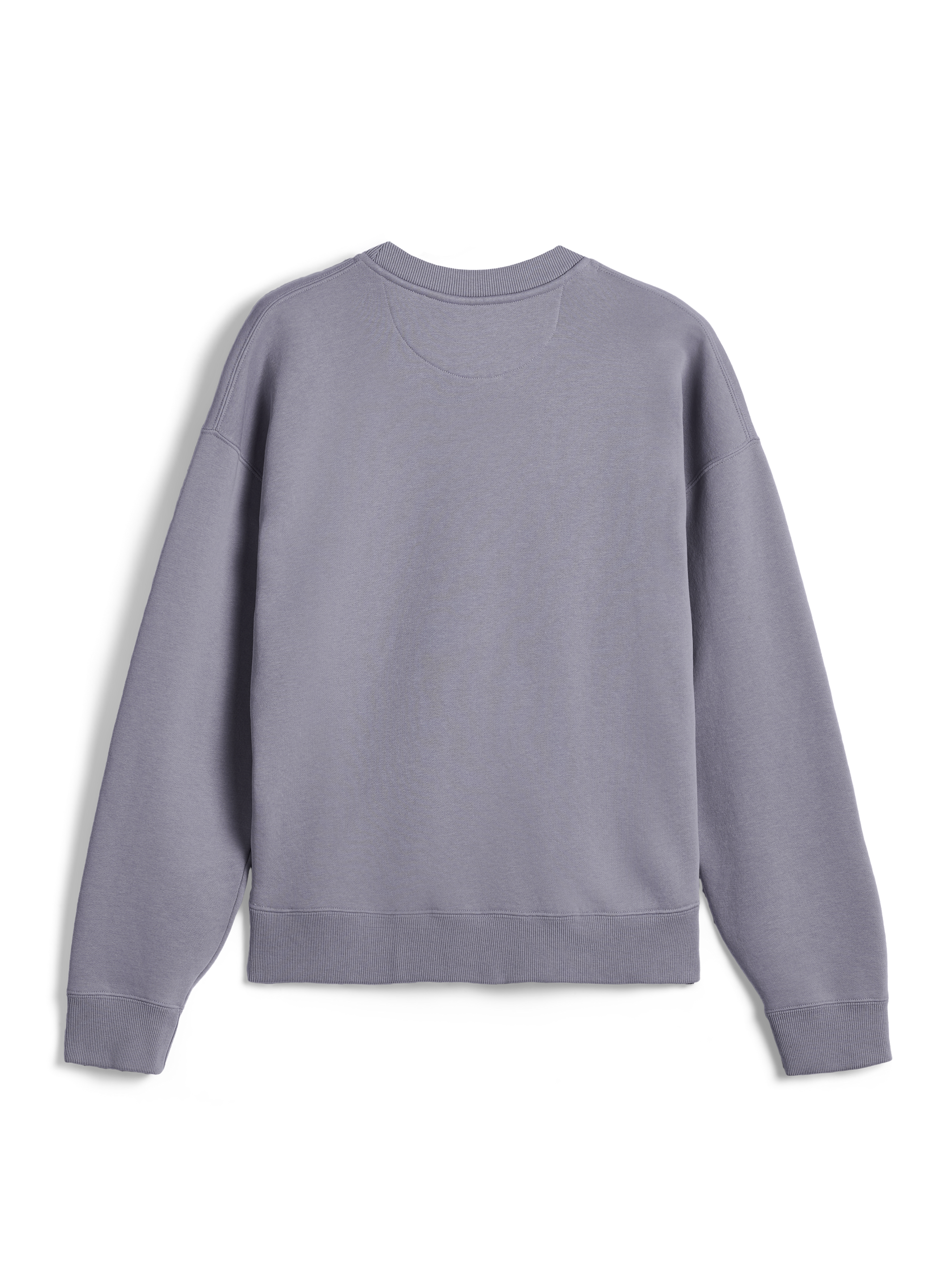 Alpinestars Essentials Ageless Crew, achteraanzicht, zilveren sweatshirt met ronde hals, premium compact fleece, geribbelde kraag, manchetten en zoom, casual sportswear