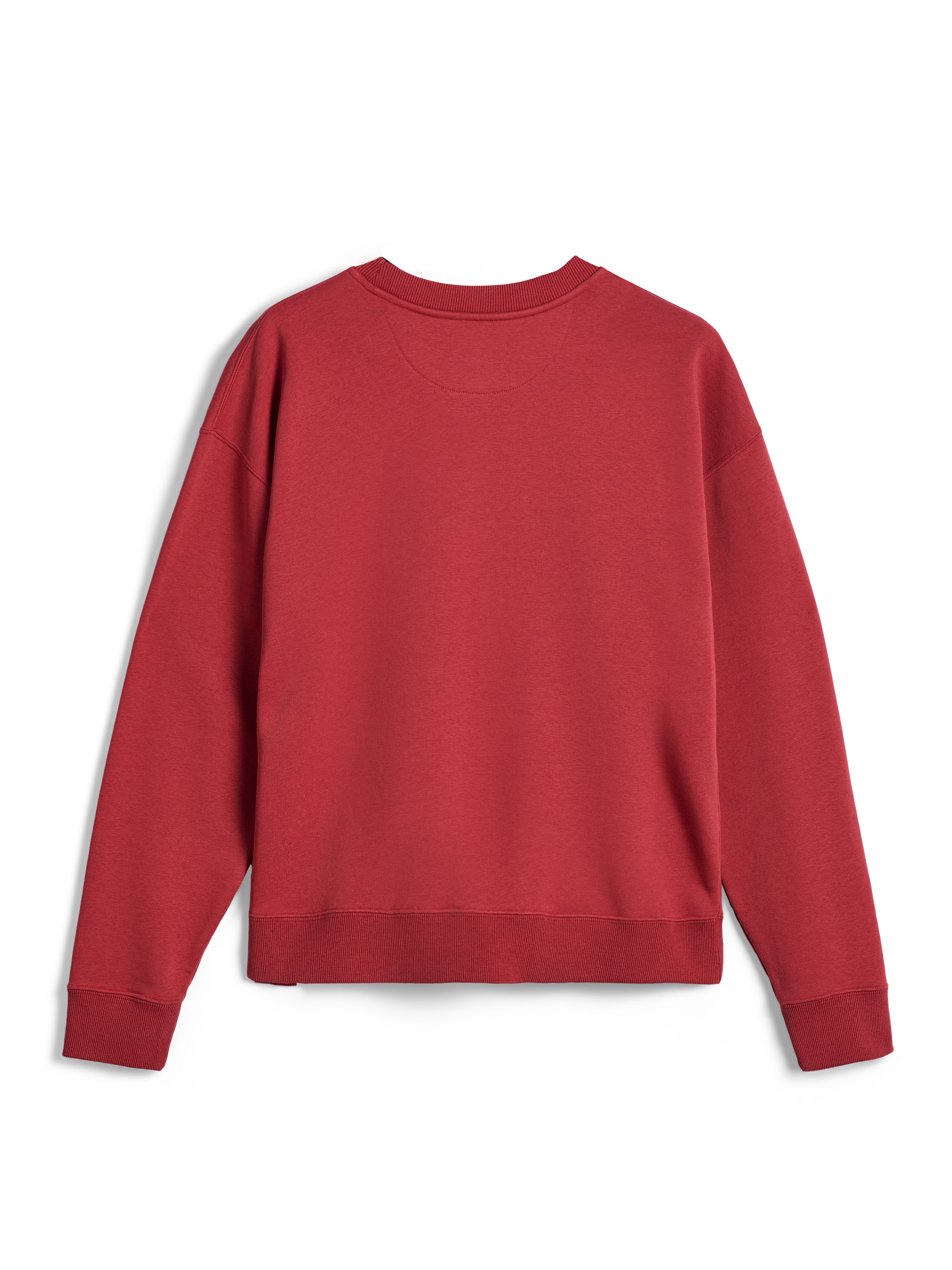Alpinestars Essentials Ageless Crew, crewneck sweatshirt, steenrood, achteraanzicht met geribbelde manchetten en zoom, premium compact fleece voor casual sportswear-comfort.
