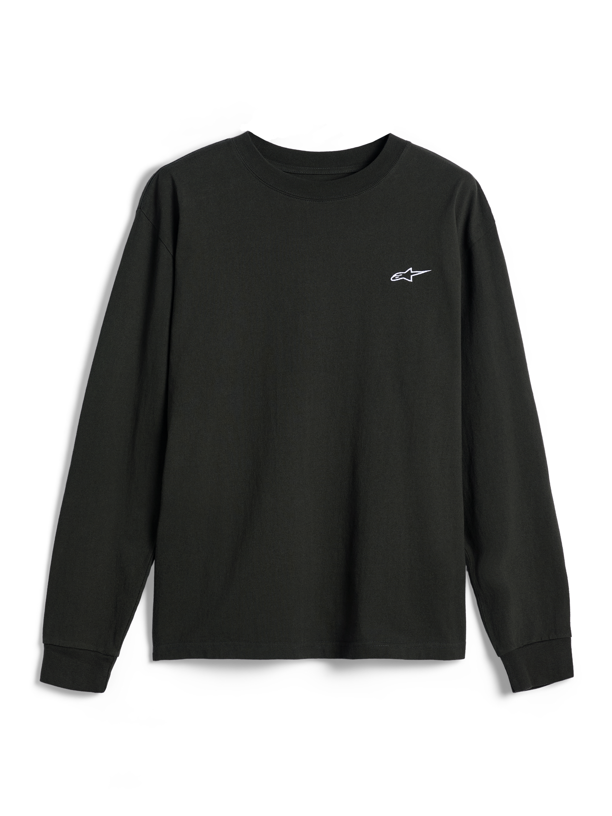 Alpinestars Essentials Ageless LS Tee, Long Sleeve T-Shirt, Off Black, small white Alpinestars logo on the chest, crew neck, relaxed fit, casual lifestyle streetwear