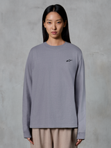 Alpinestars Essentials Ageless LS Tee, T-shirt met lange mouwen, Silver, met een klein zwart ster-logo op de borst, ontspannen pasvorm, premium biologisch katoen, casual motorsport-geïnspireerde streetwear