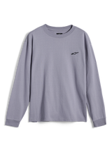 Alpinestars Essentials Ageless LS Tee, T-shirt met lange mouwen, zilver, met een klein zwart Alpinestars-logo op de borst, ontspannen pasvorm, casual motorsport streetwear