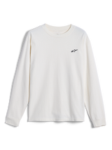 Alpinestars Essentials Ageless LS Tee, T-shirt met lange mouwen, off-white, voorzien van een klein zwart Alpinestars-logo op de borst, casual streetwear geïnspireerd op de motorsport
