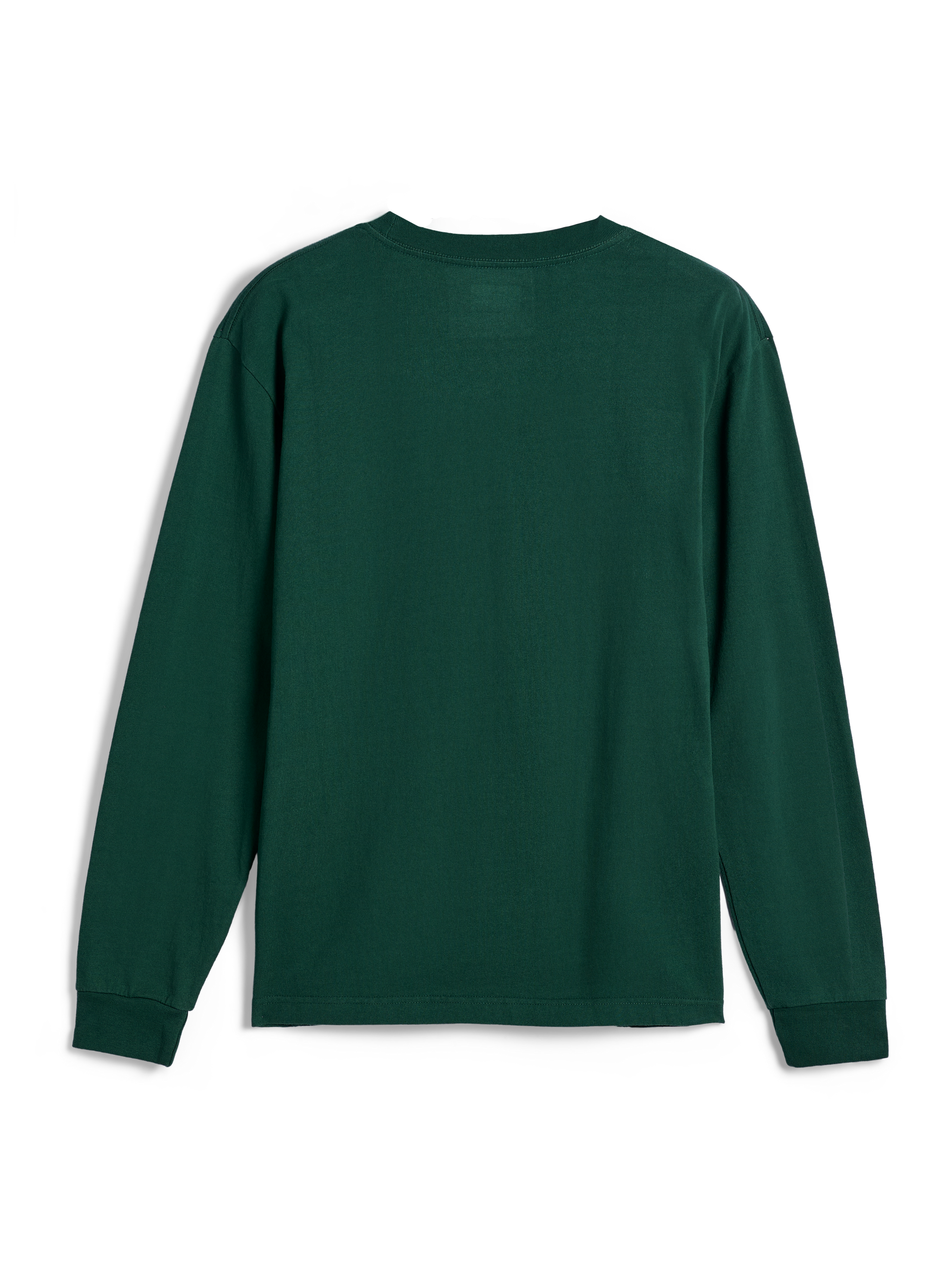 Alpinestars Essentials Ageless LS Tee, T-shirt met lange mouwen, Pine Green, achteraanzicht, effen groene kleur met geribbelde ronde hals en manchetten, ontspannen eigentijdse pasvorm, casual streetwear